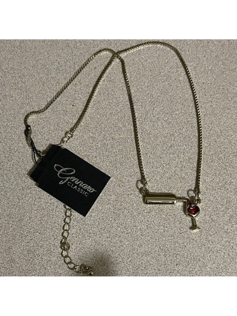 Gennaro Classic Gold Necklace with Red Wine Charm
